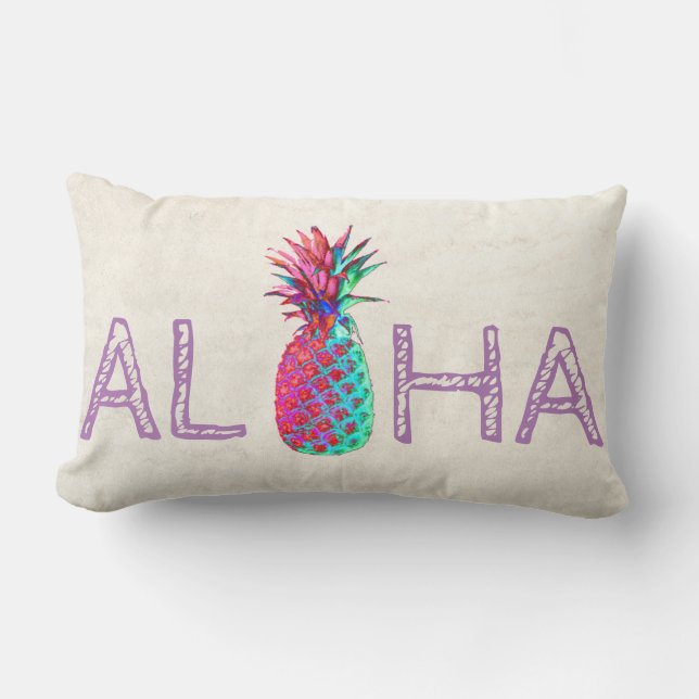 Bedårande Aloha Hawaiiansk Ananas Lumbarkudde (Framsida)