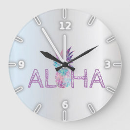 Bedårande Aloha Hawaiiansk Ananas, Silver Stor Klocka
