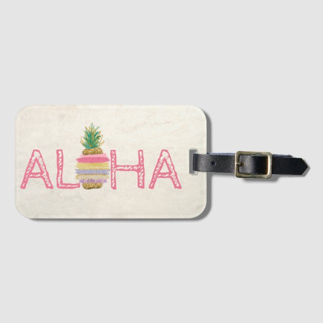 Bedårande Aloha Hawaiiansk Randig Ananas Bagagebricka (Framsida horisontal)