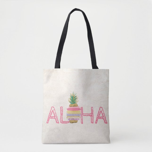 Bedårande Aloha Hawaiiansk Randig Ananas Tygkasse (Framsida)