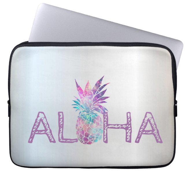 Bedårande Aloha Hawaiisk Ananas, Silver Laptop Fodral (Framsidan)