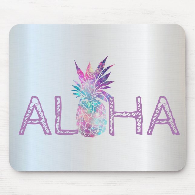 Bedårande Aloha Hawaiisk Ananas, Silver Musmatta (Framsidan)