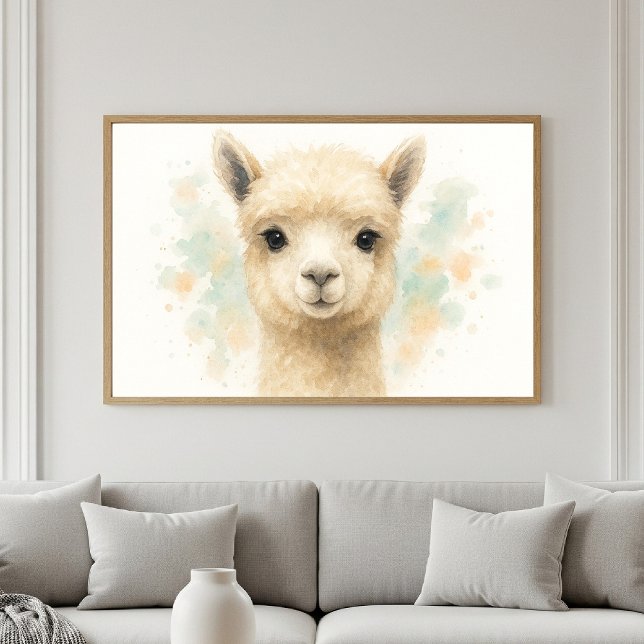 Bedårande Alpacka Vattenfärgporträtt Poster (Skapare uppladdad)