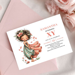 Bedårande Älvflicka Födelsedags Pastell Rosa inbju Inbjudningar