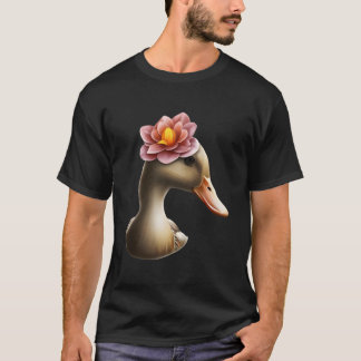 Bedårande anka med en blomma Vacker anka Blomma T Shirt