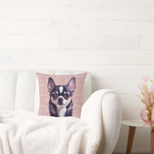 Bedårande anpassad chihuahua rosa kastkudde kudde