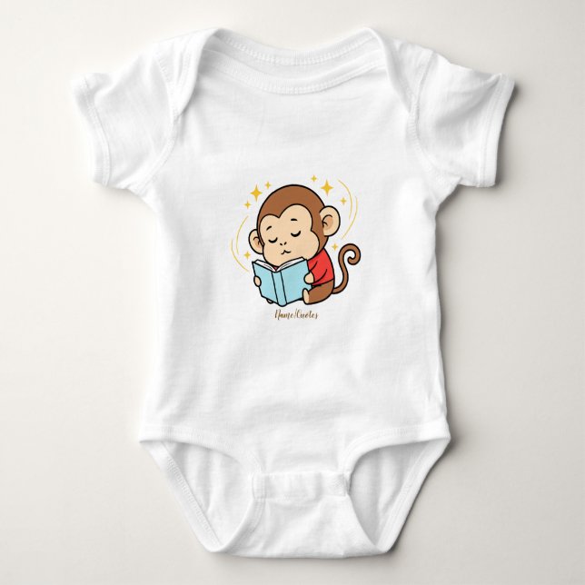 Bedårande apa som läser bok t shirt (Framsida)
