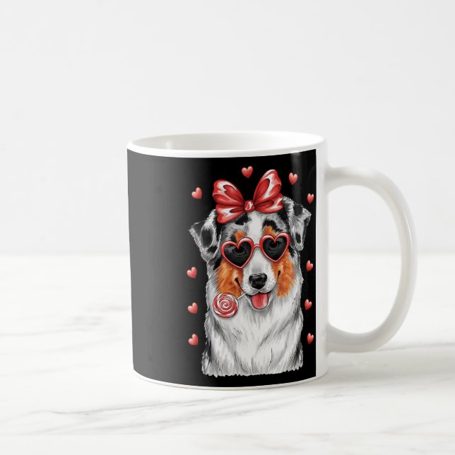 Bedårande Australian Shepherd slickar på Lollipop  Kaffemugg (Höger)