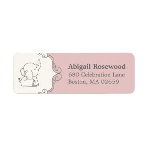 Bedårande Baby Elefant Baby Shower Adress Returadress Etikett