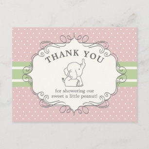 Bedårande baby elefant Baby Shower Tack Vykort