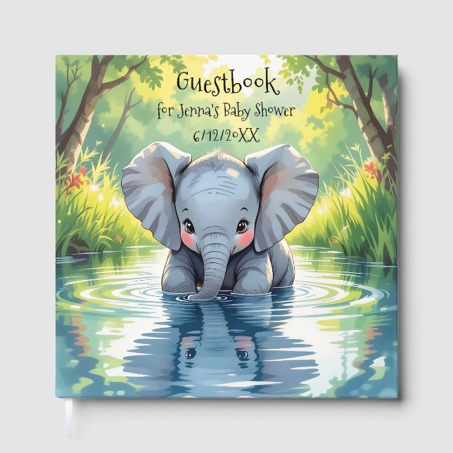 Bedårande baby elefant och spegling gästböcker (Framsida)