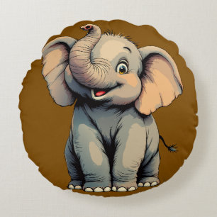Bedårande baby elefant rund kudde