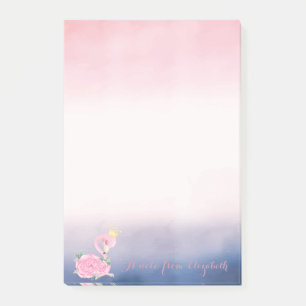 Bedårande Baby Rosa Flamingo Blommig Post-it Block