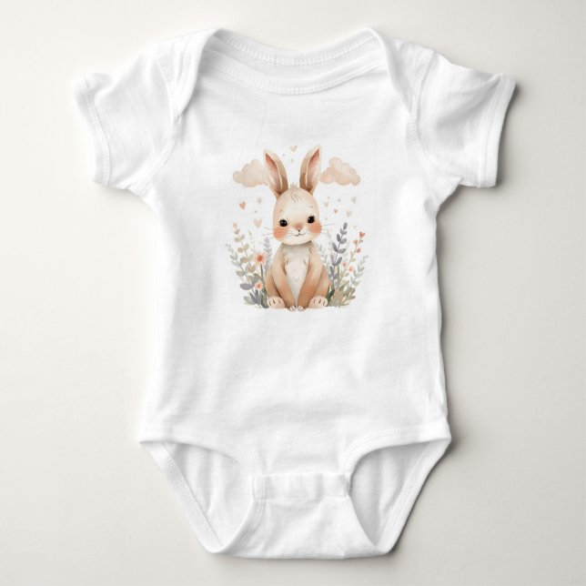 Bedårande babykanin Pastell akvarell vildblomma T Shirt (Framsida)