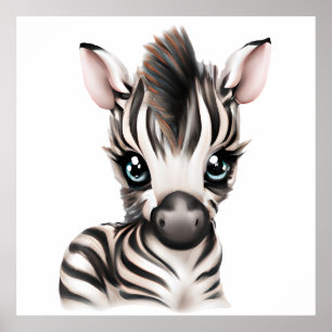Bedårande babyzebra poster