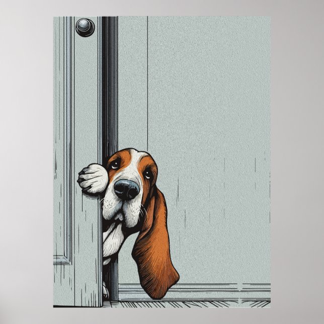 Bedårande Basset Hound Hund Väggkonst (Framsidan)