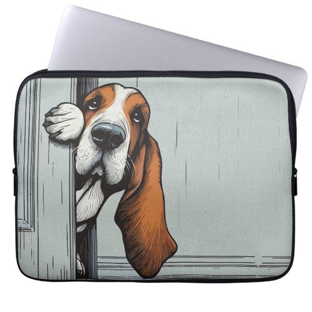 Bedårande Basset Hound Hund Väggkonst Laptop Fodral (Framsidan)