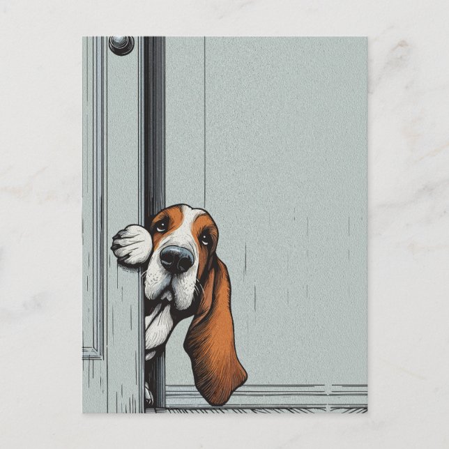 Bedårande Basset Hound Hund Väggkonst Vykort (Framsida)