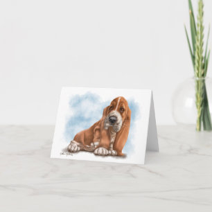 Bedårande Basset Hound Valp Tecknad Film Tack Kort