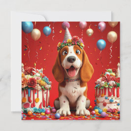 Bedårande Beagle Hund Firar Födelsedag Inbjudningar