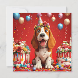 Bedårande Beagle Hund Firar Födelsedag Inbjudningar
