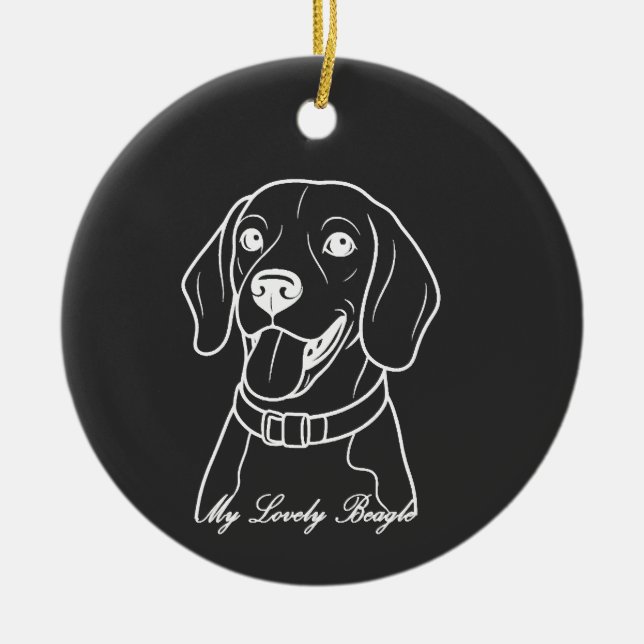 Bedårande Beagle Julgransprydnad Keramik (Framsidan)