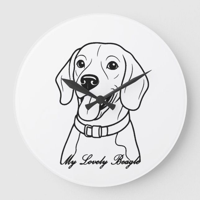 Bedårande Beagle Stor Klocka (Framsida)