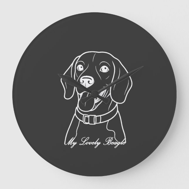 Bedårande Beagle Stor Klocka (Framsida)