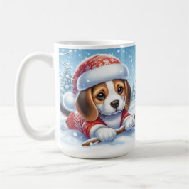 Bedårande beagle-valp i juldräkt kaffemugg