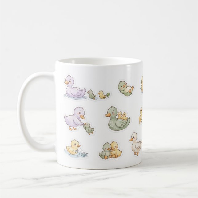 Bedårande Bebis Anka Tecknad Film Kaffemugg (Vänster)