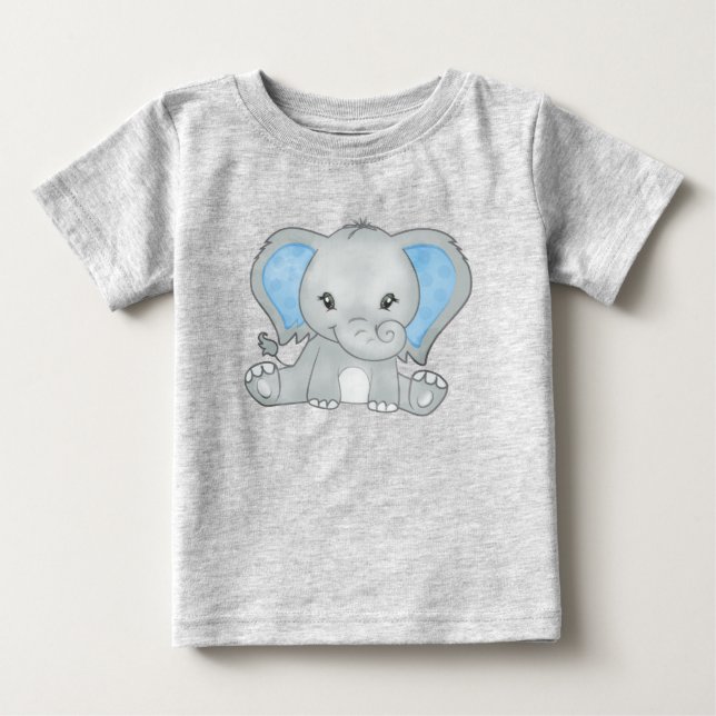 Bedårande Bebis Blå Öronad Elefantbaby T Shirt (Framsida)