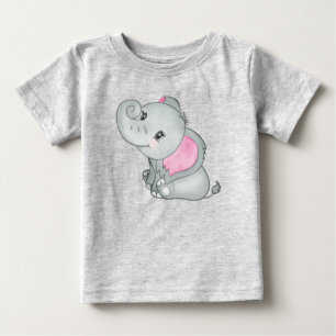 Bedårande Bebis Rosa Öronad Elefantbaby T Shirt