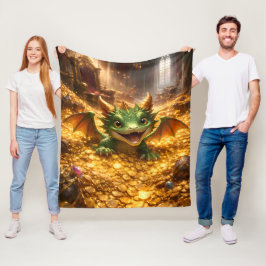 Bedårande bebisdrake och gyllene skatt ultra HD Fleecefilt