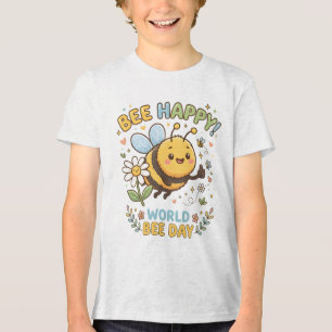 Bedårande "Bee Happy!"-illustration för World Bee T Shirt
