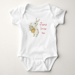 Bedårande Bibel Pastell Kanin Korg Blommiga Ballon T Shirt