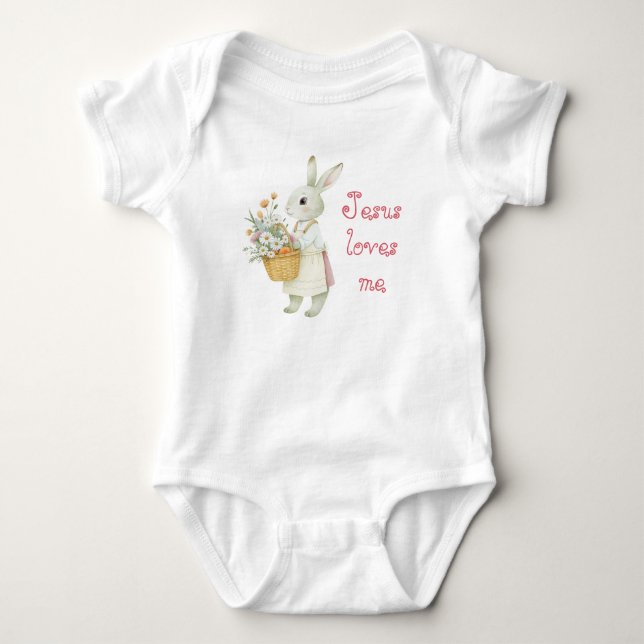 Bedårande Bibel Pastell Kanin Korg Blommiga Ballon T Shirt (Framsida)