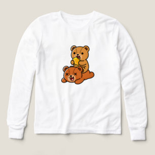 Bedårande Björnar som Äter Söt Bikaka Tecknad Film T Shirt