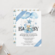 Bedårande Blå Akvarell Teddybjörn Bebisshower