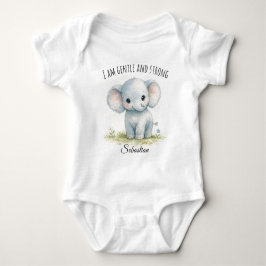 Bedårande Blå Elefant "Jag är Skönsamt och Stark" T Shirt