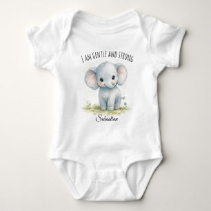 Bedårande Blå Elefant "Jag är Skönsamt och Stark" T Shirt