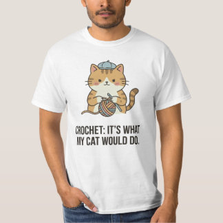 Bedårande Blå Hatt Katt Virkning Älskare Garn Desi T Shirt
