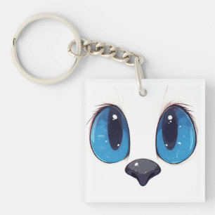 Bedårande blåögd katt Kawaii-söt kattdesign