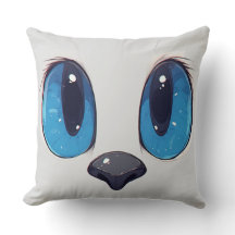 Bedårande blåögd kattansikte Sött Kawaii-kattdesig