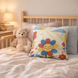 Bedårande blomma som njuter av solteckning för bar kudde