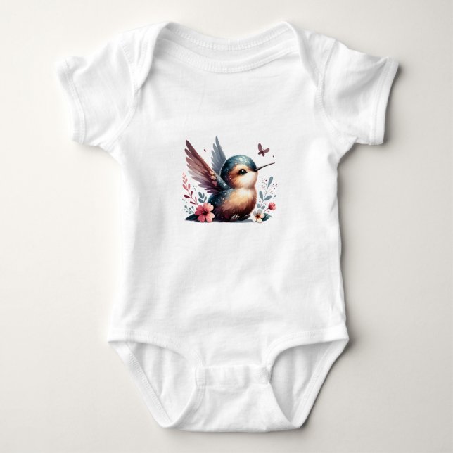 Bedårande blommande kolibri t shirt (Framsida)
