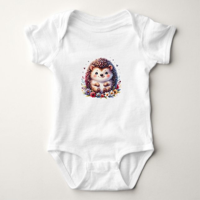 Bedårande blommig igelkott design t shirt (Framsida)