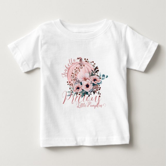 Bedårande blomsterpumpa höst litet flickebarn Vit  T Shirt (Framsida)