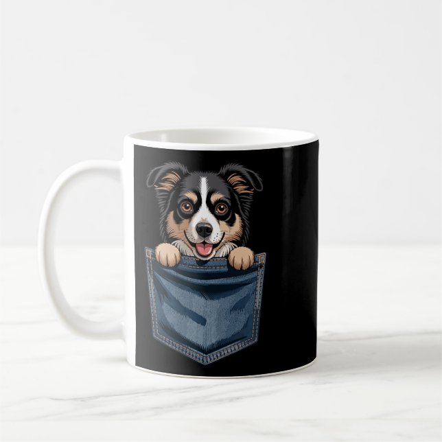Bedårande Border Collie Hund I Poc Söt Valp Kaffemugg (Vänster)