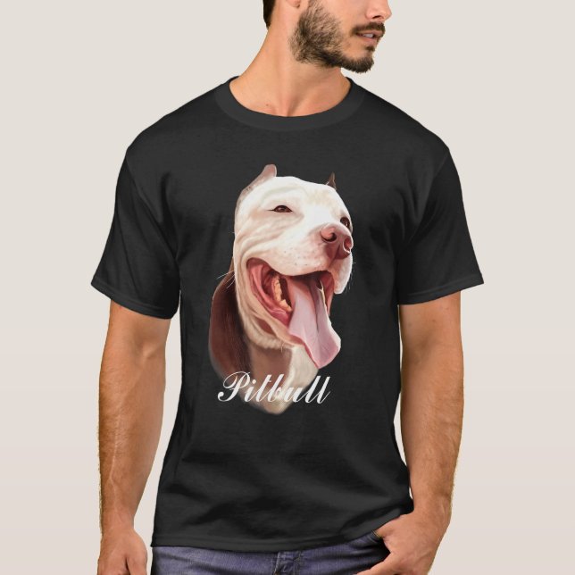 Bedårande Brun Pitbull Hundhuvud T Shirt (Framsida)