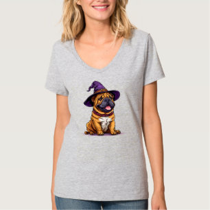 Bedårande Bulldog i en Häxhatt T Shirt